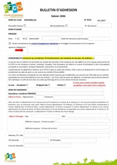 Bulletin d'adhésion FFCO 2025