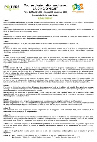 Ding'O Night - Règlement de la course