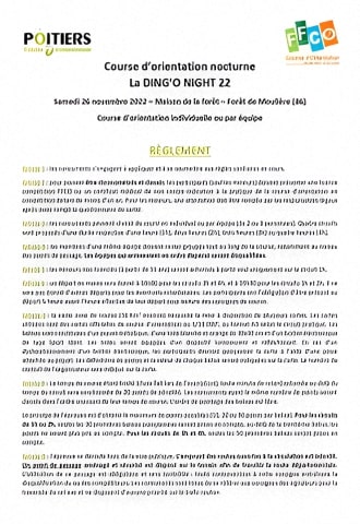 Ding'O Night - Règlement de la course